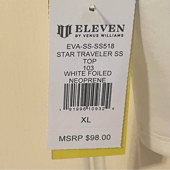 EleVen by Venus Williams Star‎ Traveler White Foiled Neoprene Top NWT  XL - Picture 7 of 10